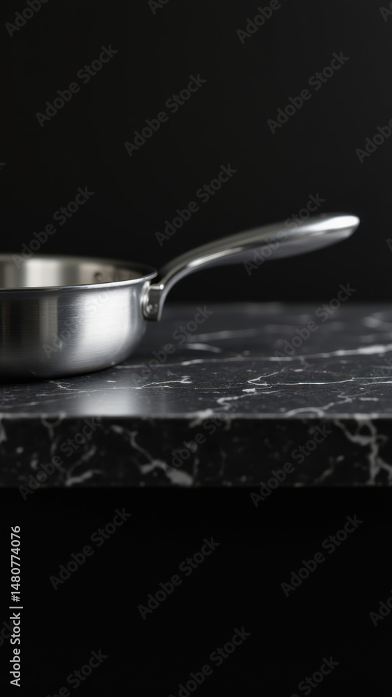 Poster image showcases a single skillet on a countertop with marble texture.