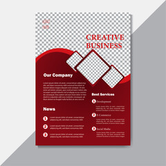 Modern flyer design clean and professional template vector design With dark ruby and red.

