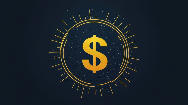 Golden dollar sign emblem finance wealth business concept