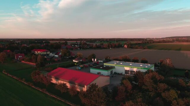 Drone Footage of Various Agricultural Machines on a Modern Farm &ndash; Aerial View of Farming Equipment