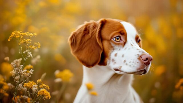 Serene Dog in Meadow of Flowers
