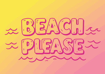 Fun beach-themed lettering with pastel colors and waves background  