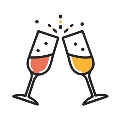 Cheers Glasses – Toasting Drink Illustration isolated on white background. Vector illustration.

