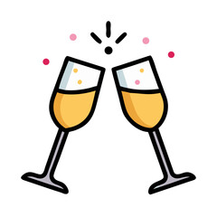 Cheers Glasses – Toasting Drink Illustration isolated on white background. Vector illustration.
