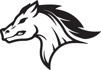 Silhouette of an Aggressive Rearing Horse in Side View