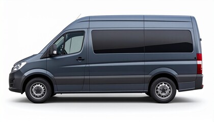Blank Dark Grey Extended Passenger Van Mockup