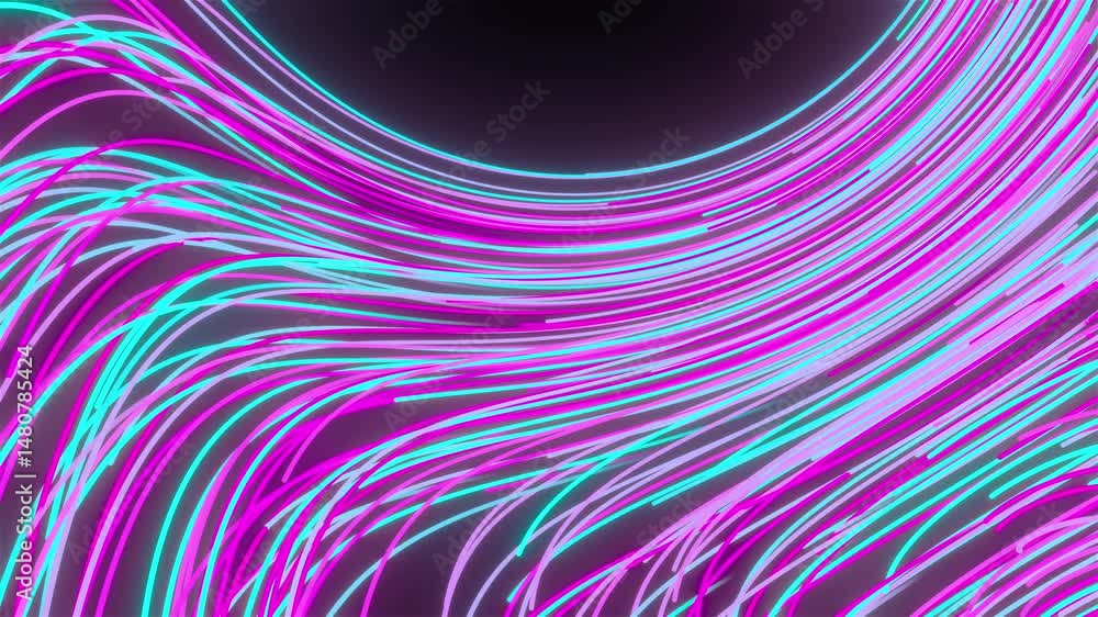Poster curve neon lines. computer generated 3d render