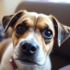 Gros plan, photo rapprochée d'un chien mignon