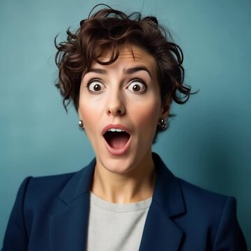 4K High Resolution Shocked Woman in Professional Suit Holding Stack of Documents or Folders