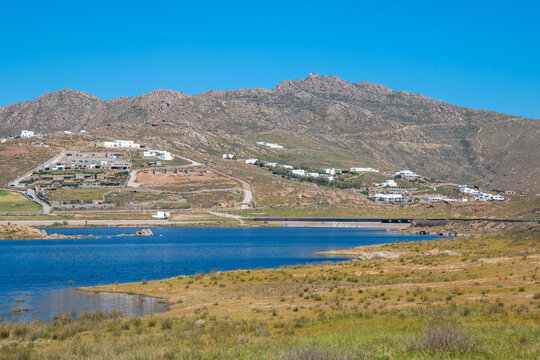 Mykonos green wetland landscape nearTechniti Limni Fragmatos Ano Meras (Artificial Lake of Ano Mera) Mykonos Island South Aegean Region (S&uuml;dliche &Auml;g&auml;is) Greece