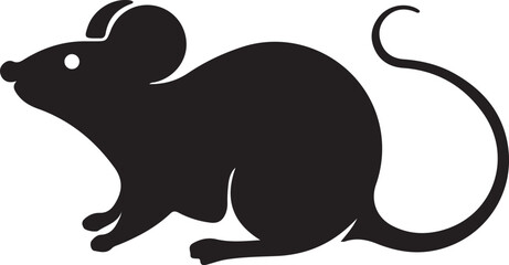 Silhouette of a Small Mouse in Sideview