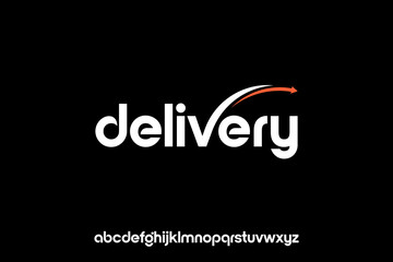  word of delivery . modern minimalist clean alphabet font. lowercase bold typography vector illustration design