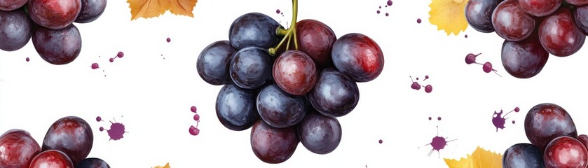Watercolor Grapes Art, Fruit , Food