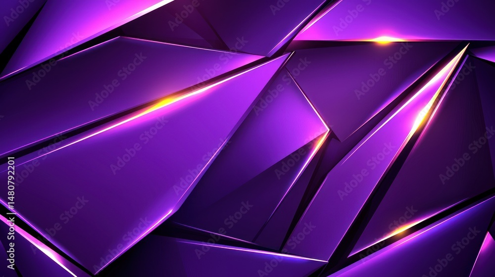 Poster abstract design featuring purple geometric shapes with glowing highlights