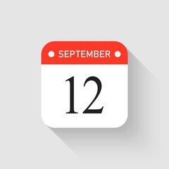 Vector icon page day calendar - 12 September month