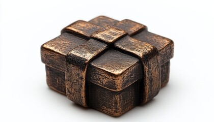 Bronze gift box, tied with decorative ribbons