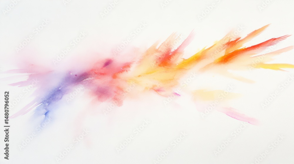 Poster dreamy comet design with light and watercolor blur on white canvas.