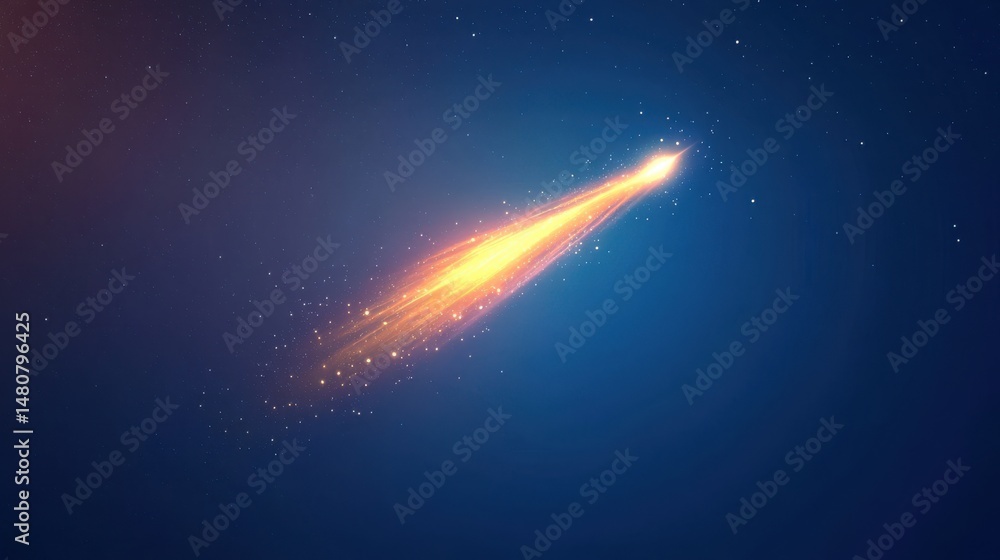 Poster Clean abstract design with a minimal comet trail on a dark blue gradient, ideal for presentations and UI.