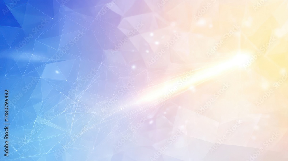 Poster Abstract background with comet shooting through stylized low-poly sky, dynamic lines, bright core and geometric digital structure
