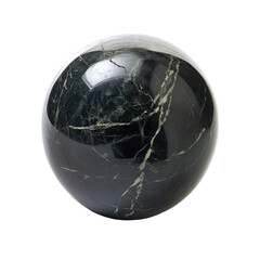 Elegant Black Marble Sphere with Striking Veins for Home Decor or Art Display on transparent background