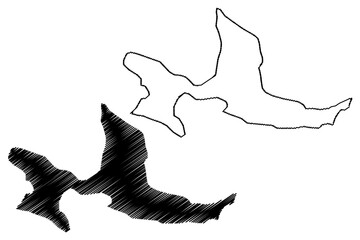 Fototapeta premium Emirau island (New Guinea, Pacific Ocean, Bismarck Archipelago, Mussau or St Matthias Islands) map vector illustration, scribble sketch Emira map