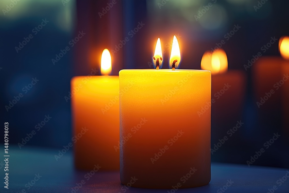 Poster illuminated candles creating a warm and gentle glow in low light