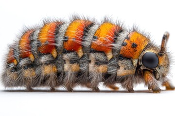 Close-up of a colorful hairy caterpillar