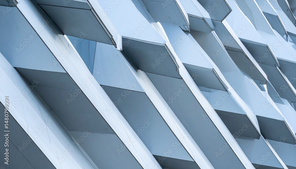 Poster abstract architectural facade with overlapping geometric shapes.