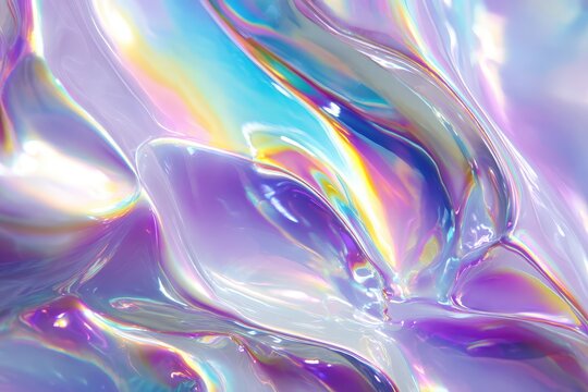 Abstract iridescent fluid art with vibrant colors.