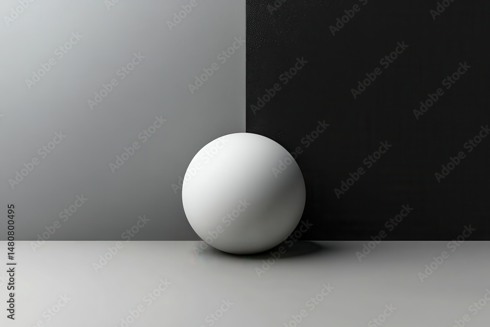 Aufkleber minimalist composition featuring a white cube on a surface against a monochrome background with cont