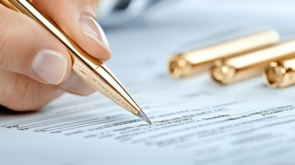 Close up of a person signing a legal document