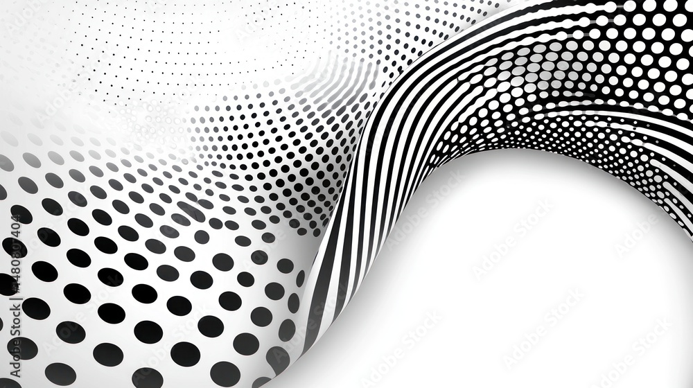 Poster Abstract monochrome image showcasing halftone dots and striped pattern
