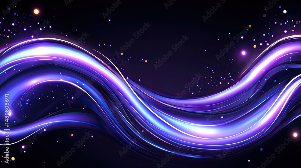 Poster Glowing abstract waves create a beautiful and bright background