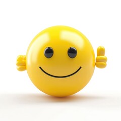 Fototapeta premium Smiling emoji with thumbs up gesture.