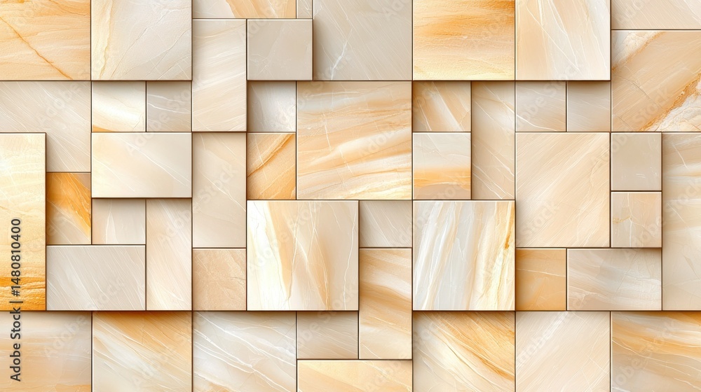 Poster Abstract design featuring textured square and rectangular marble tiles