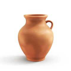Terracotta jug with a handle against a white background.