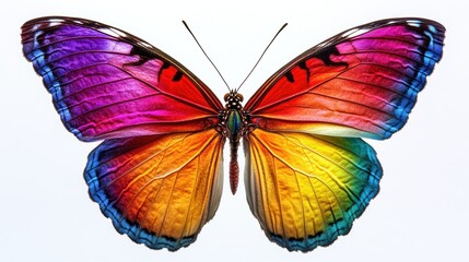 Obraz premium Rainbow butterfly wings detailed closeup nature wildlife colorful insect vibrant macro photography