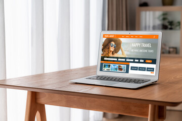Fototapeta premium Online travel agency website for modish search and travel planning offers deal and package for flight , hotel and tour booking
