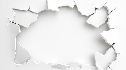 Naklejka premium White wall is broken revealing the blank background behind it