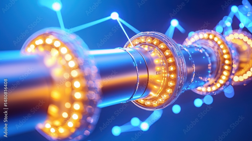 Poster Abstract rendering depicts illuminated technological advancement and connectivity concept