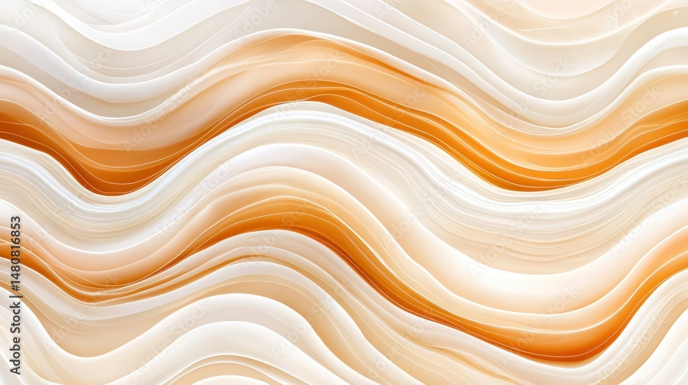 Poster abstract image featuring wavy lines in white and orange hues