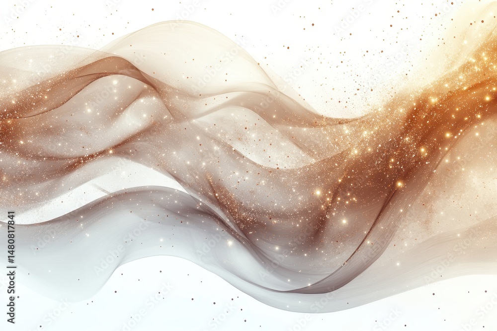 Poster Golden wave texture with shimmering particles creating an elegant effect suitable for various design projects and backgrounds