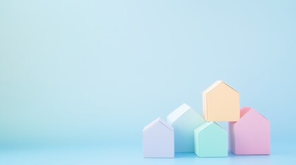 Obraz premium Vibrant mini houses on a soft backdrop
