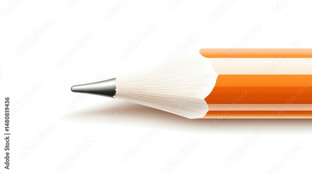 Poster close up of an orange striped pencil with sharpened tip