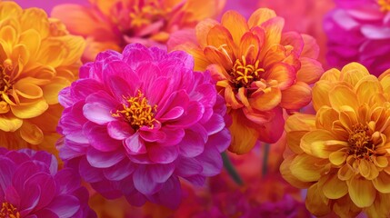 Obraz premium Vibrant pink and orange flowers in full bloom.