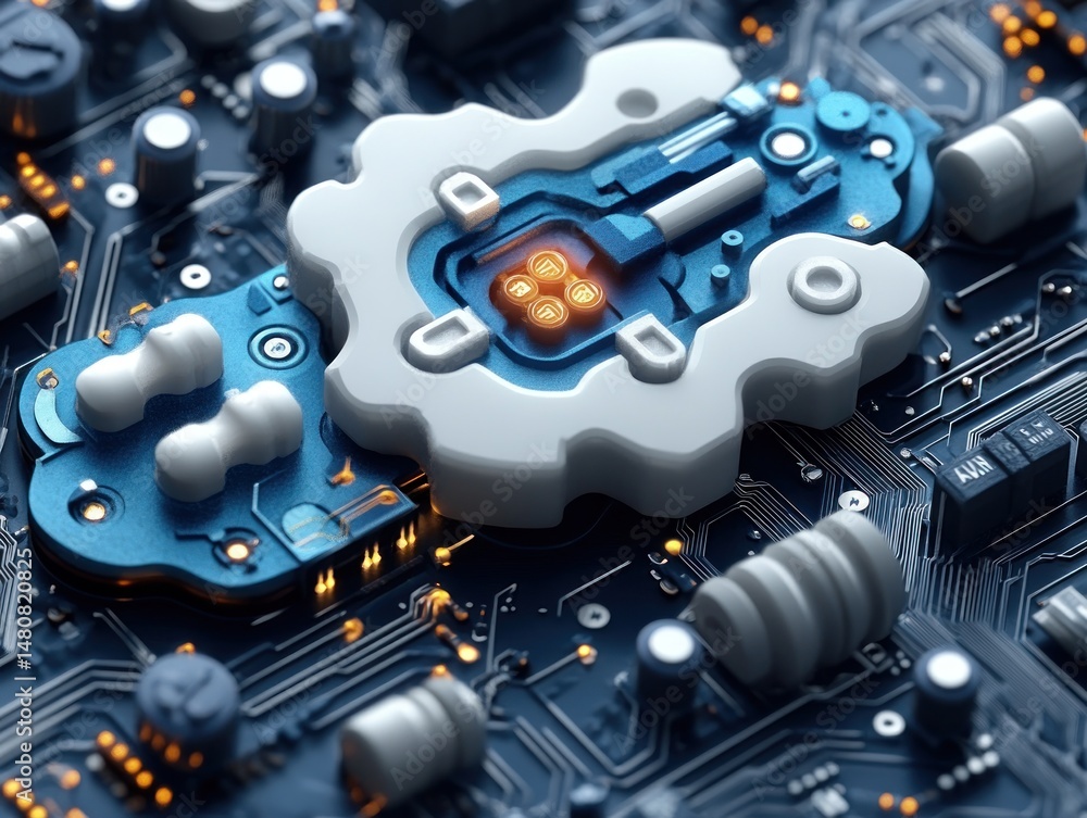 Poster complex circuit board with intricate components