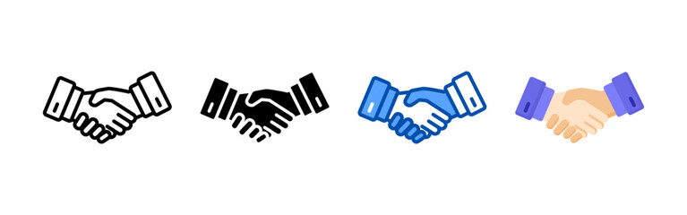 Obraz premium Handshake icon set bundle. Multi style icon collection perfect for websites, apps, and presentations. Simple vector icon collection
