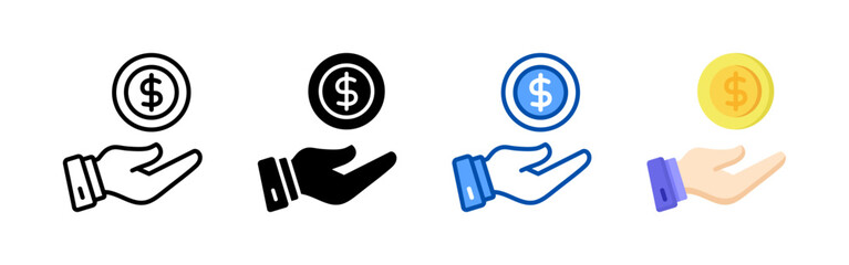 Obraz premium Money icon set bundle. Multi style icon collection perfect for websites, apps, and presentations. Simple vector icon collection