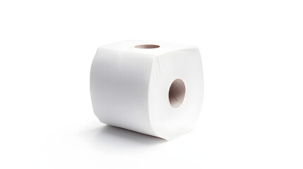 Professional photo of toilet paper roll isolated on white background for hygiene product marketing