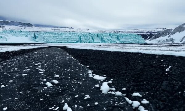 lava rock and snow in winter time in Iceland